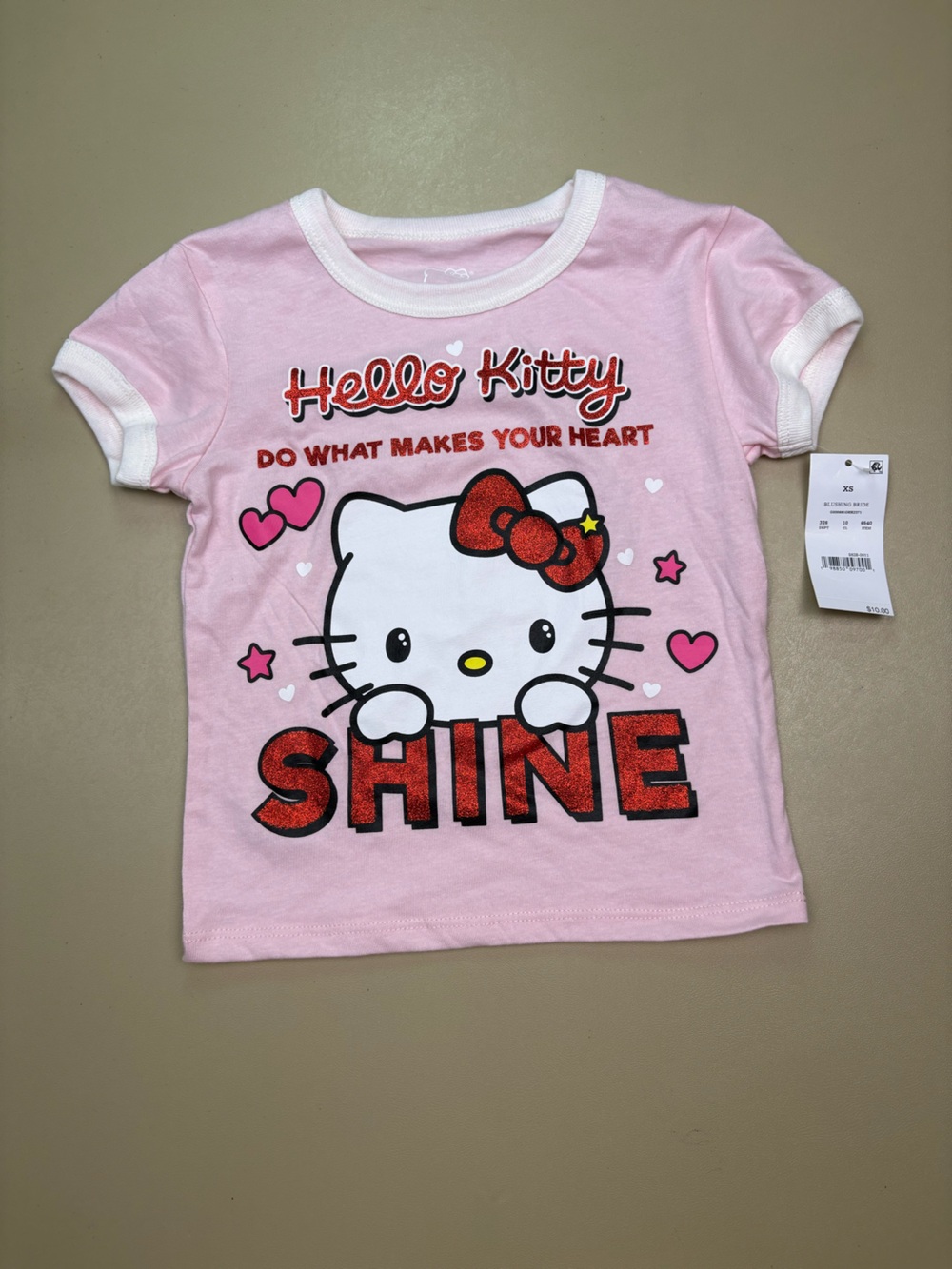 Hello Kitty Valentine Shine Graphic Tee Pink XS NWT